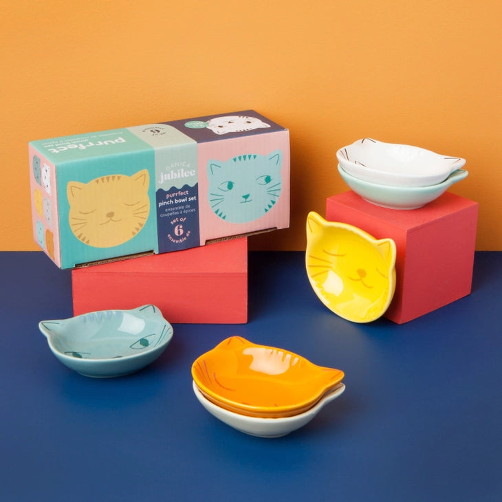 Purrfect Shaped Pinch Bowls Set of 6 Cat Dishes