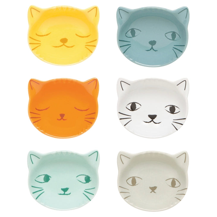 Purrfect Shaped Pinch Bowls Set of 6 Cat Dishes