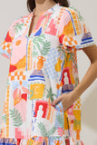 Petrolia Town Celeste Mini Dress: ORG-PNK-WHT / XS