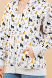 Colorful Cat Zipper hoodie: S