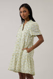 Trinny Floral Kara Shift Mini Dress: White-Yellow / M