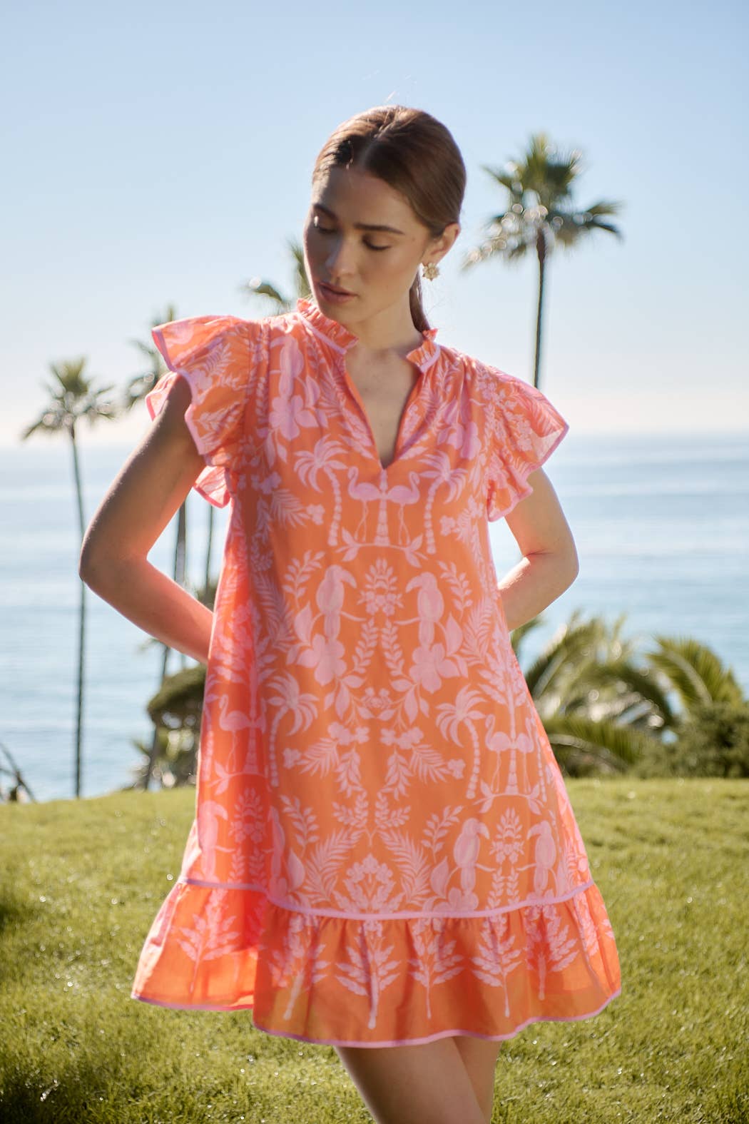 Davina Floral Ebba Shift Mini Dress: PINK-ORG-MUL / S