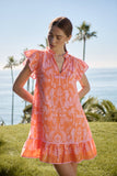 Davina Floral Ebba Shift Mini Dress: PINK-ORG-MUL / S
