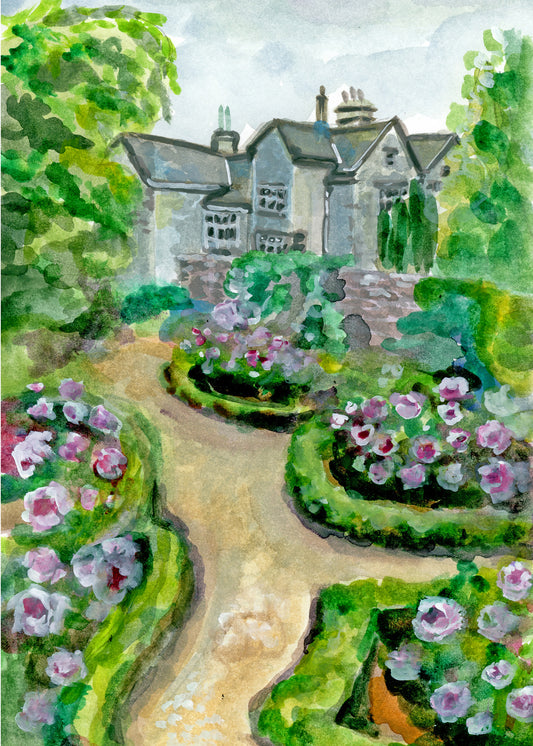 Watercolor Cotswold Garden by Carrie Hannegan