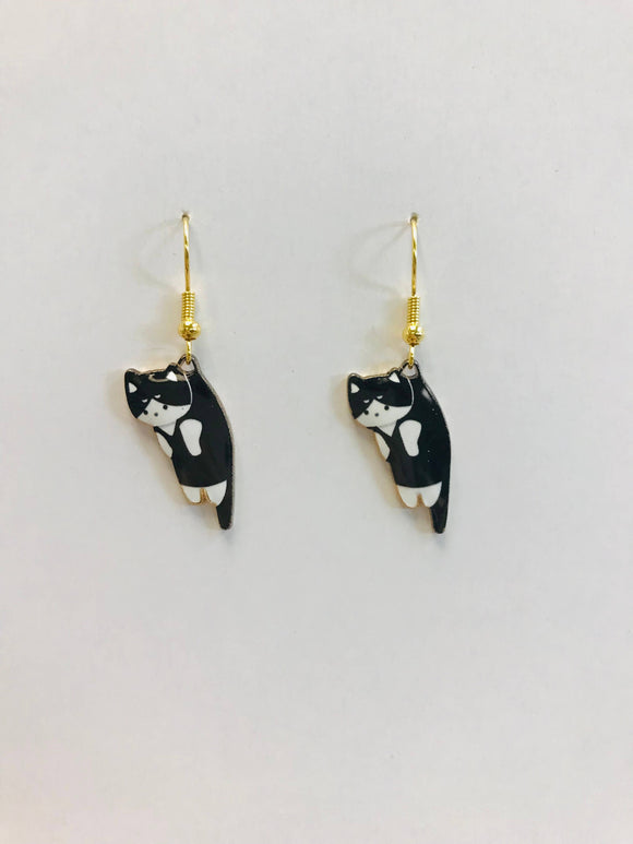 Black and White Cat Earrings