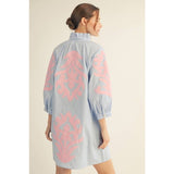 NEW floral applique shift dress: KELLY GREEN / L