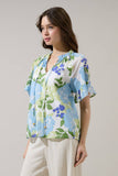 Erie Split Neck Top Khloey Floral: WHT-BLUE-MUL / XS