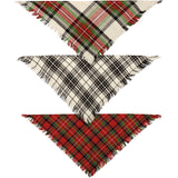 Small Plaid Christmas Pet Bandana Set