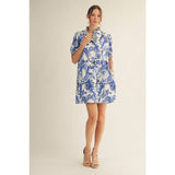 NEW Floral Dress: ROYAL / L