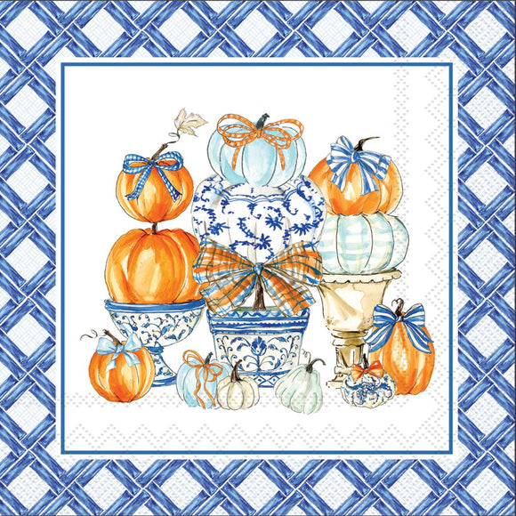 Paper Cocktail Napkin Pack of 20 Chinoiserie Pumpkin Topiary