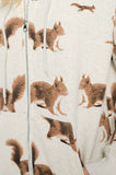 SQUIRREL PRINT ZIP UP HOODIE: S