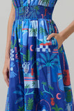 Punta Alta Ordy Smocked Midi Dress: COBALT-COMBO / XS