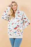 All Over Bird Zipper Hoodie: M