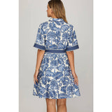 WOVEN PRINT MINI DRESS : GREEN / L