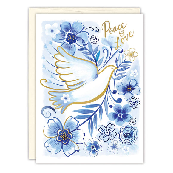 Hanukkah Dove Peace & Love Holiday Card