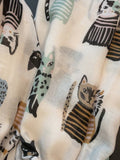 Scarvii - Playful Cat Print Scarf: Red