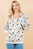 Colorful Cat Zipper hoodie: M