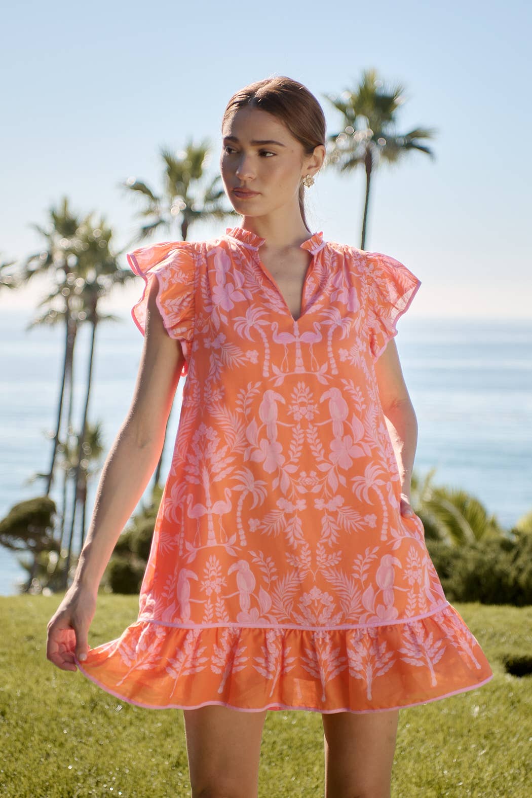 Davina Floral Ebba Shift Mini Dress: PINK-ORG-MUL / S