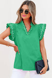 Contrast Scallop Trim Layered Short Sleeve Blouse | S-XL: Green / Missy / L