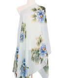 Blue-Green Super Soft Beautiful Peony Blooms Scarf