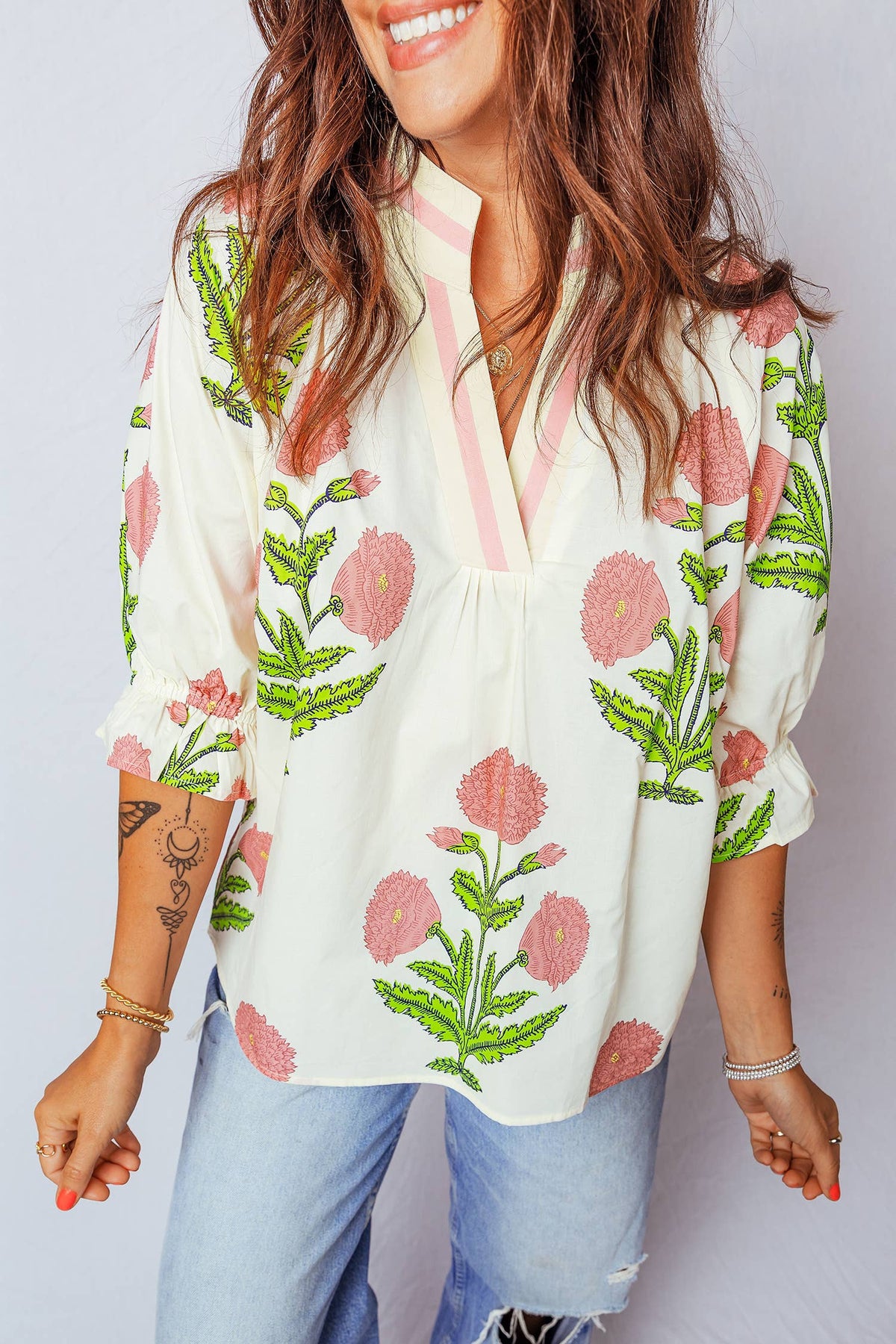 Wildflower Flower Print Heather Top in Pink