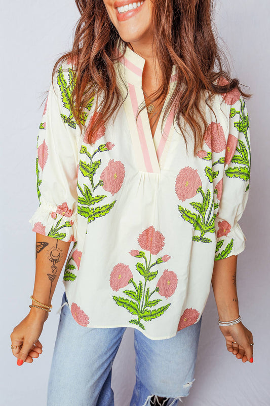 Wildflower Flower Print Heather Top in Pink