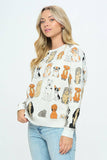 COLORFUL DOGS PRINT SWEATSHIRT: XL