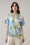 Erie Split Neck Top Khloey Floral: WHT-BLUE-MUL / L