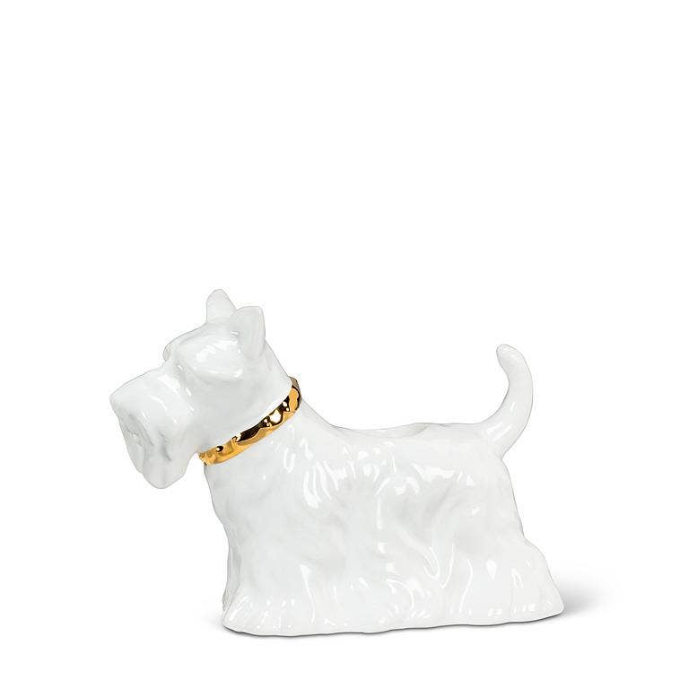Scottie Dog Taper Holder-6"L: White