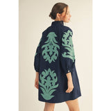NEW floral applique shift dress: KELLY GREEN / L