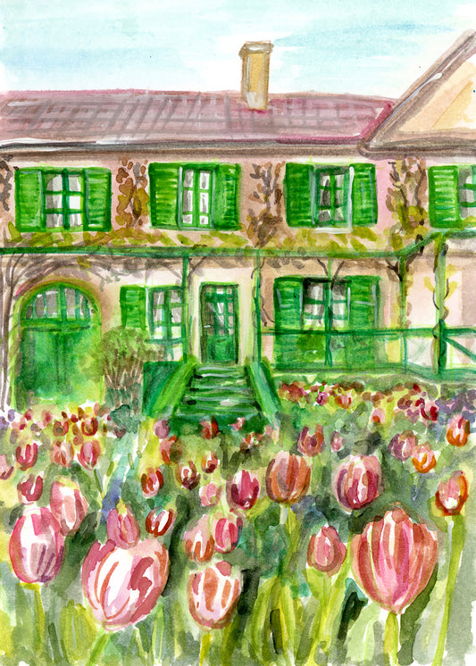 Watercolor Giverny Tulips by Carrie Hannegan