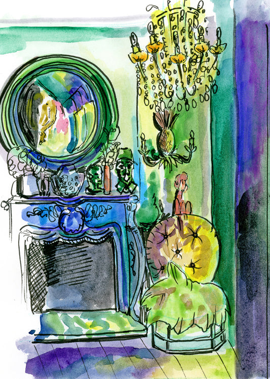 Watercolor Haunted Room by Carrie Hannegan