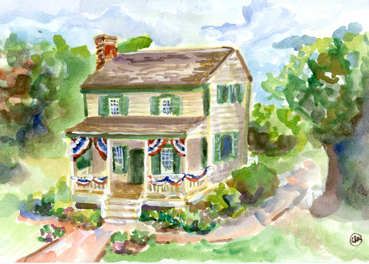 Watercolor Hillsborough NC Visitor Center by Carrie Hannegan