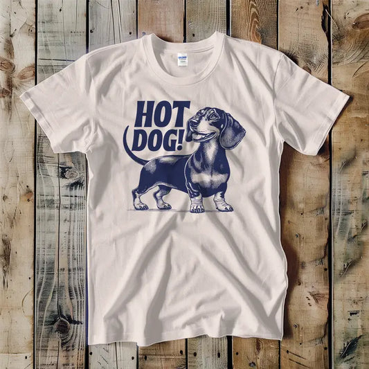 Hot Dog Dachshund T-Shirt in Sand Color 100% Cotton