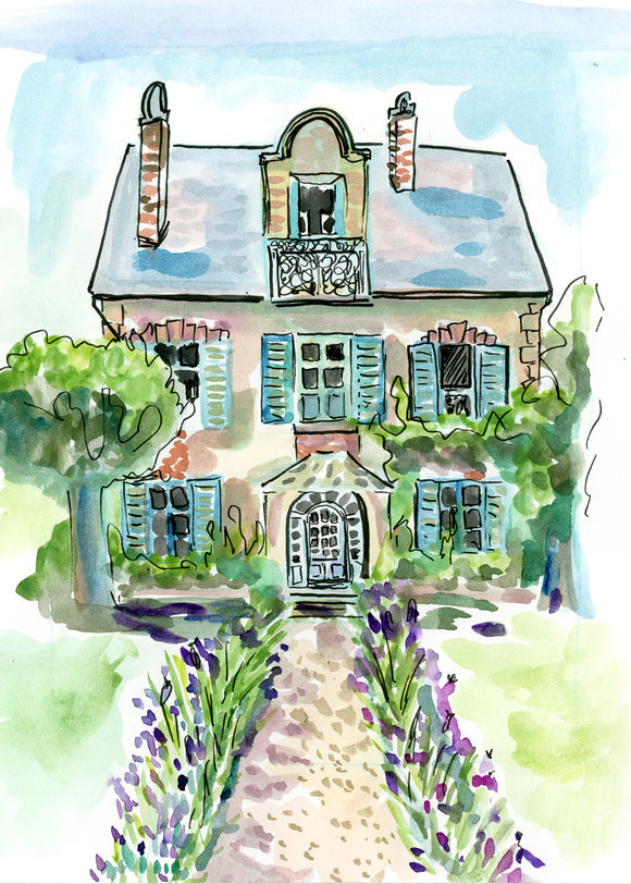 Watercolor House by Carrie Hannegan