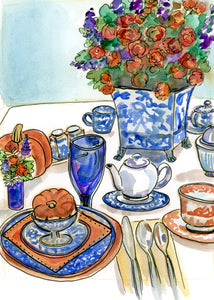 Watercolor Pumpkin Table by Carrie Hannegan
