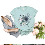Watercolor Floral T-Shirt in Sage with Navy Flowers