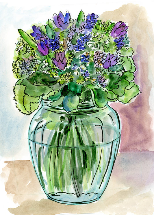 Watercolor Floral Vase by Carrie Hannegan