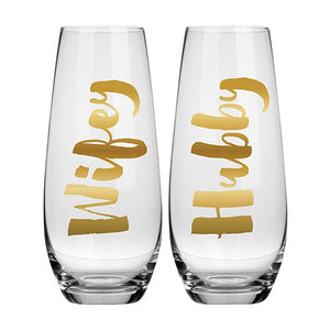 Wifey Hubby Champagne Glass Set of 2