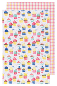 Cupcakes and Gingham Set of 2 Tea Towels