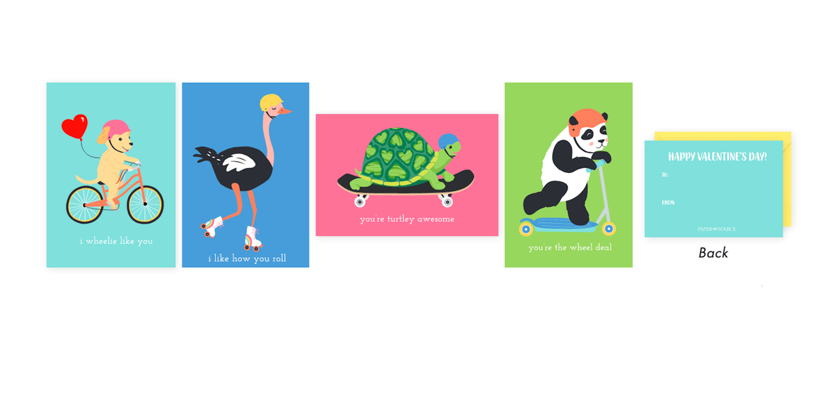 Set of 28 Wheeled Critter Valentines by Paper Source