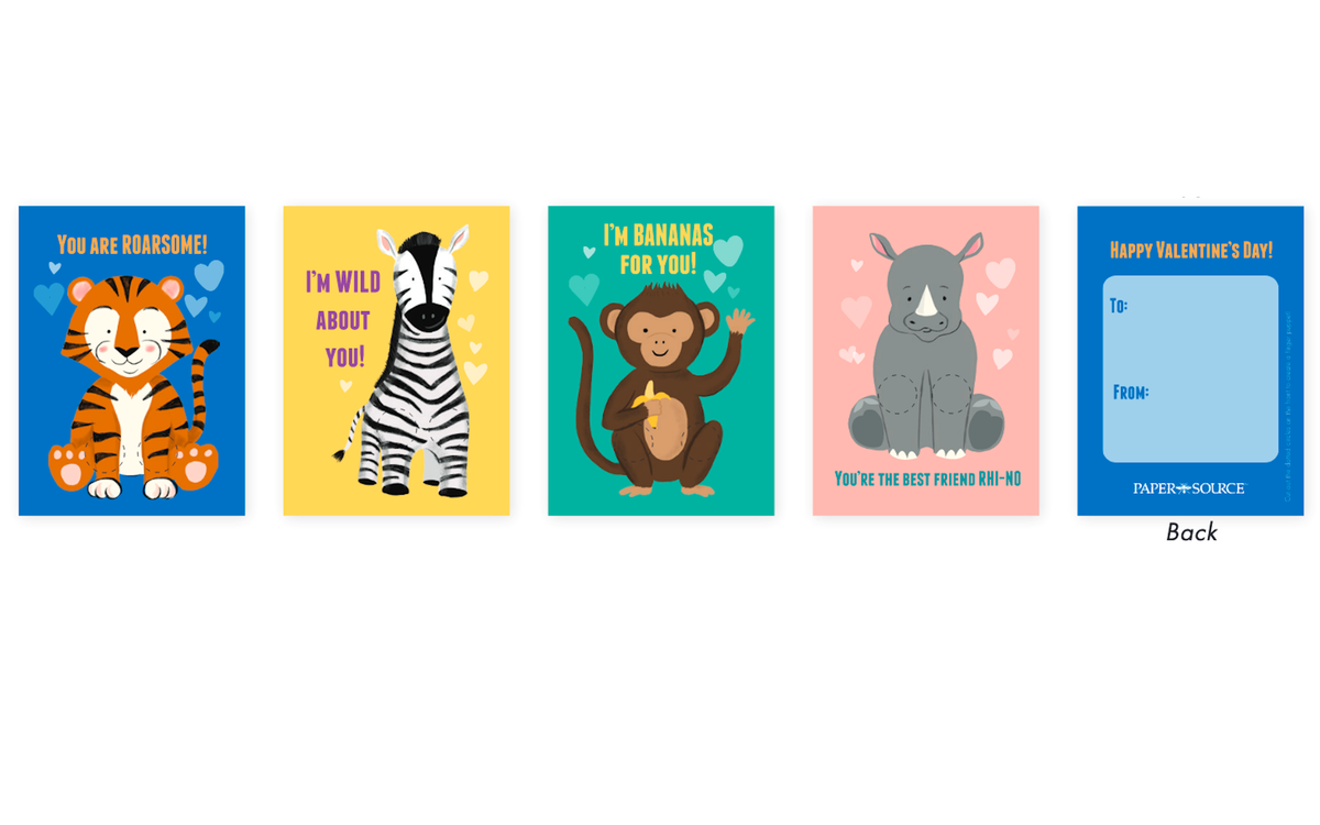 Set of 28 Wild Jungle Valentines