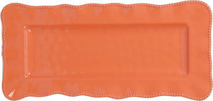 Perlette Scallop Rectangle Platter 19” x 9” Coral