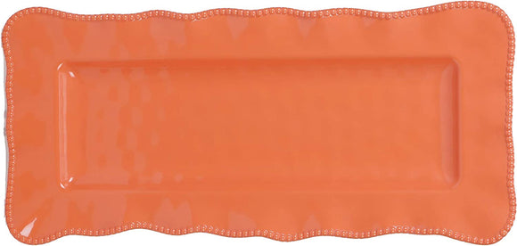 Perlette Scallop Rectangle Platter 19” x 9” Coral