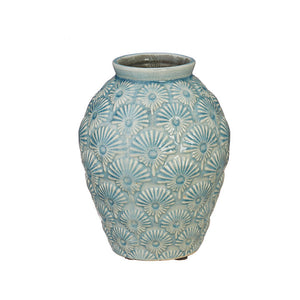 8.25” Embossed Blue Vase