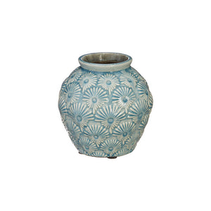6” Embossed Blue Vase