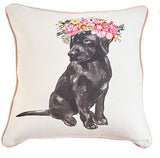 14” Puppy With Flowers Pillow – 3 Assorted - Sold Separately