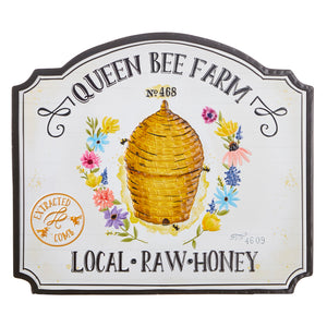 18.5" Queen Bee Farm Embossed Metal Wall Art