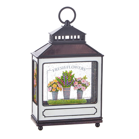 11" Fresh Flowers Lighted Water Lantern