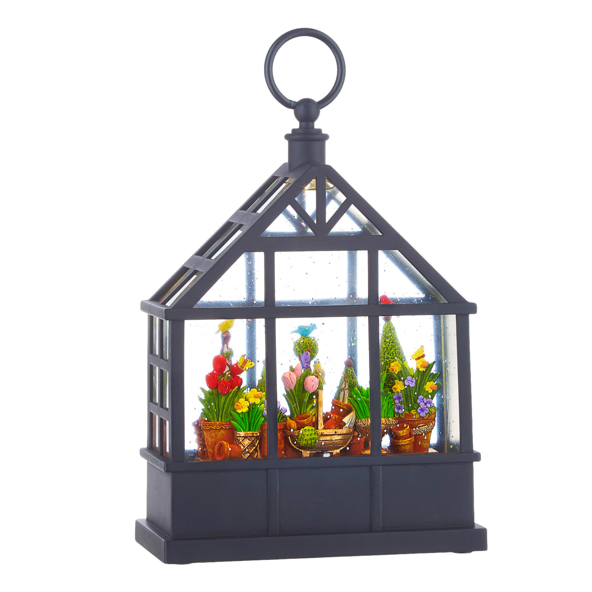 9.5" Potted Flowers Lighted Water Greenhouse
